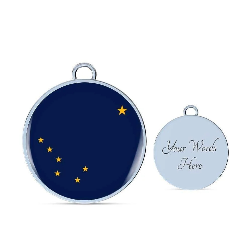Alaska State Flag Bracelet Alaska Personalized Engraved Silver Circle Bangle Br